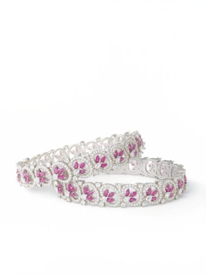 Pink Blossom Diamond Bangles