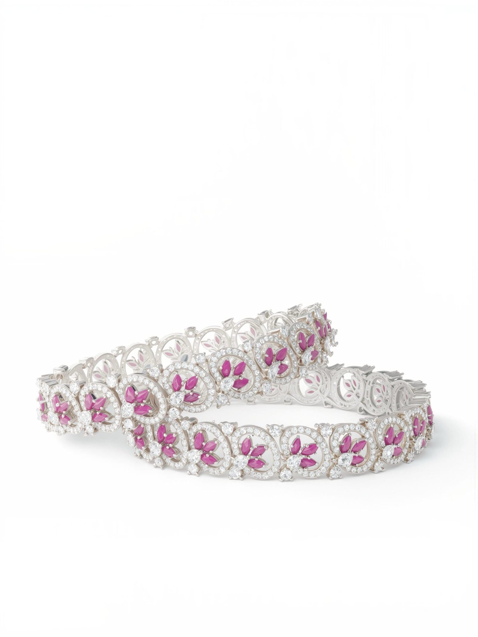Pink Blossom Diamond Bangles