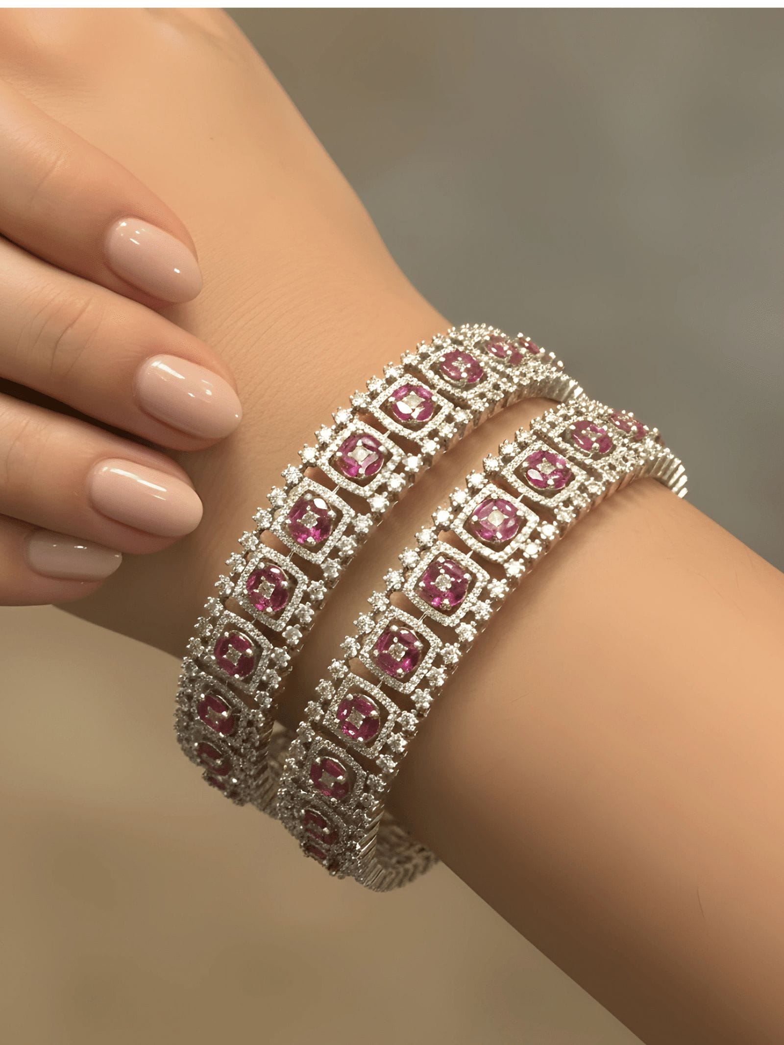 Rosette Ruby Bloom Bangles - Image 3