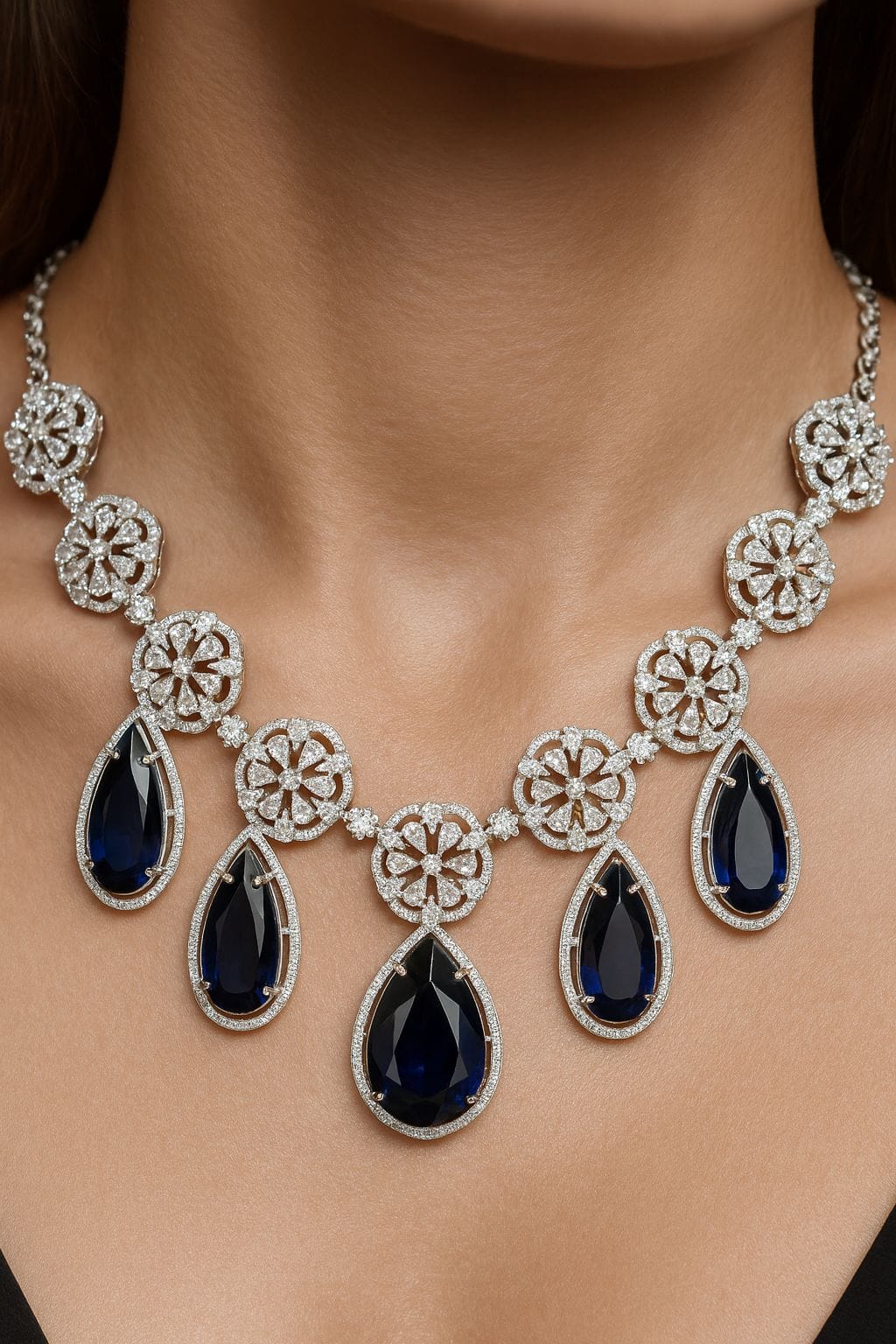 Midnight Sapphire Bloom Necklace - Image 3