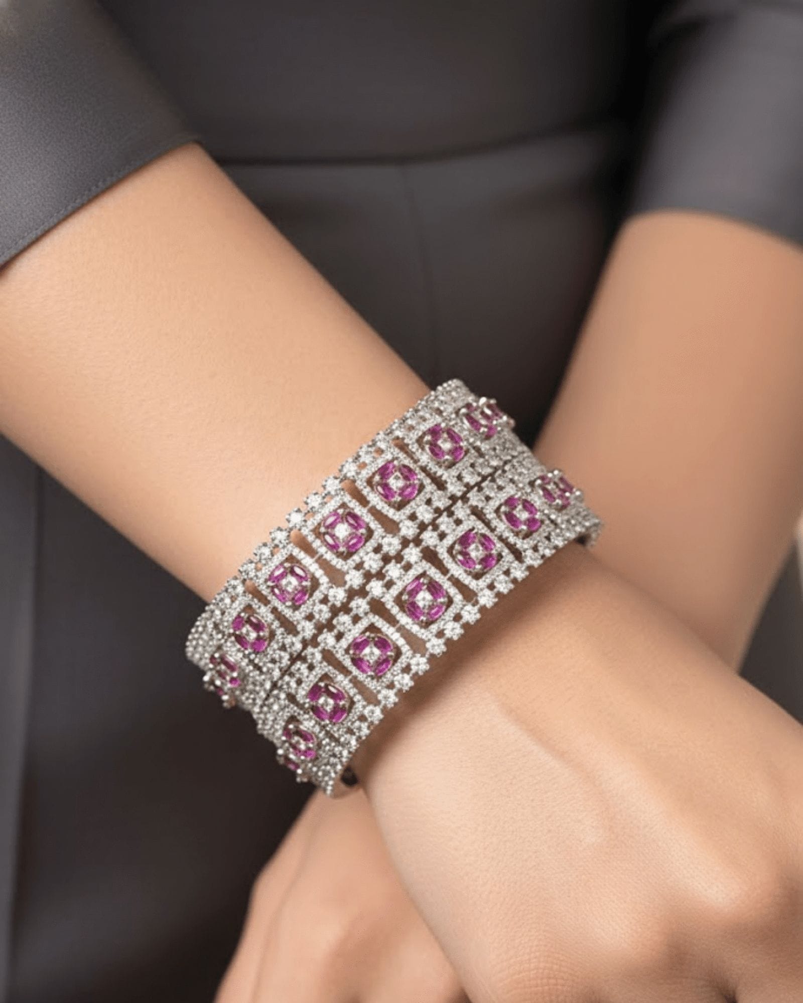 Rosette Ruby Bloom Bangles - Image 4