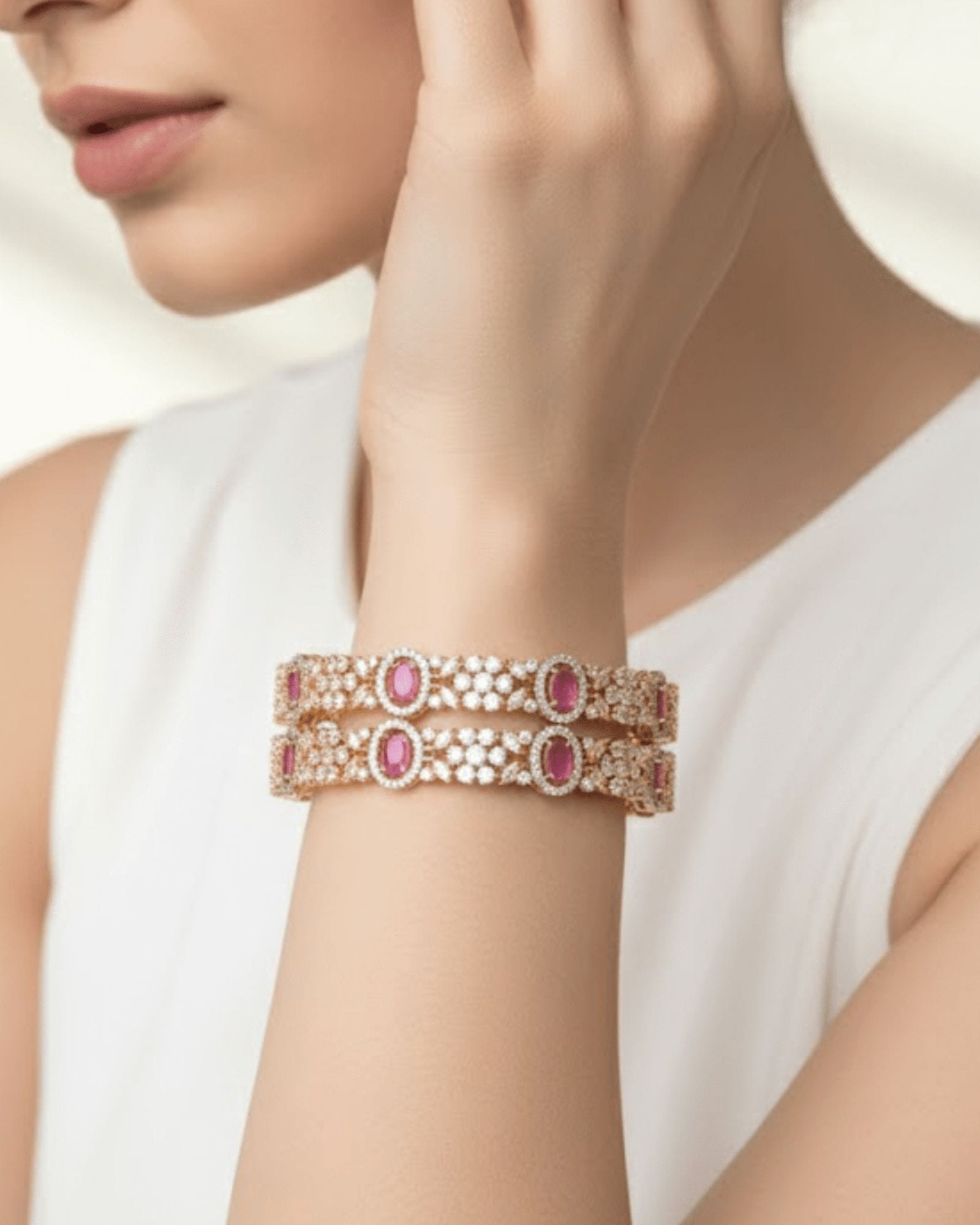 Royal Ruby Halo Bangles - Image 2