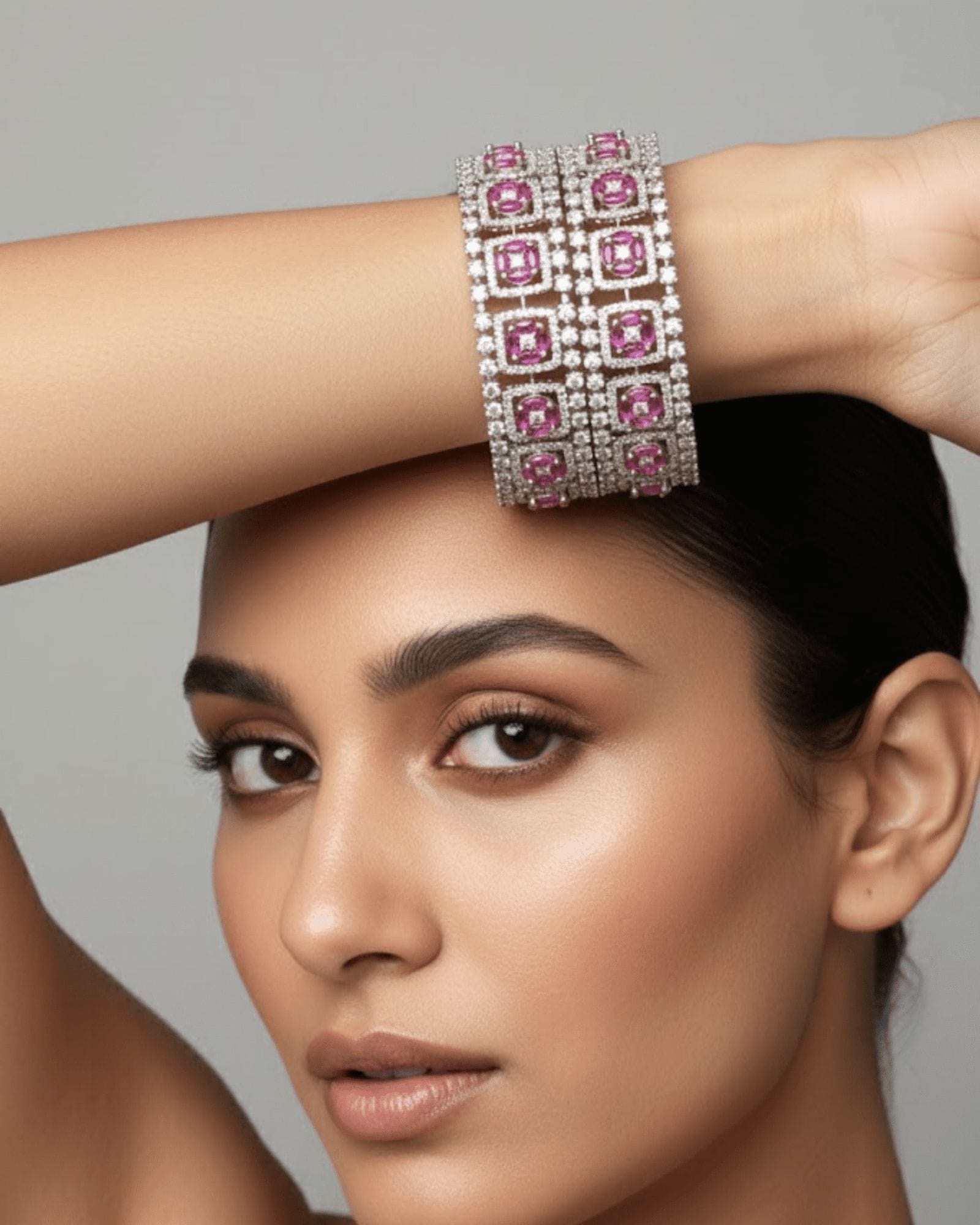 Rosette Ruby Bloom Bangles - Image 2