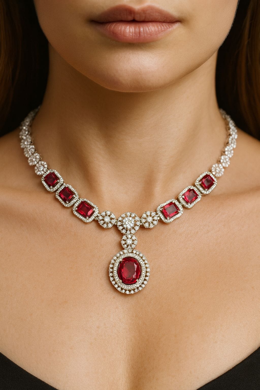 Ruby Halo Necklace - Image 3