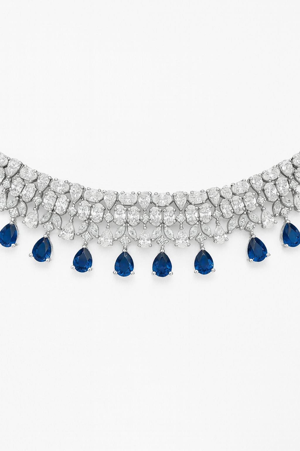 Royal Sapphire & Diamond Drop Necklace - Image 3