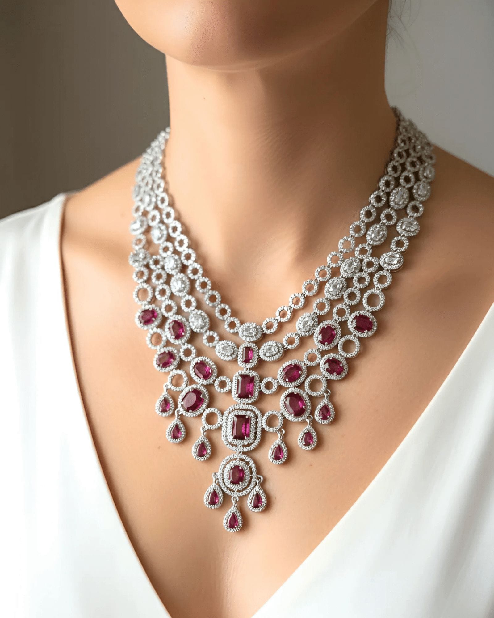 Maharani Ruby Cascade Necklace - Image 4