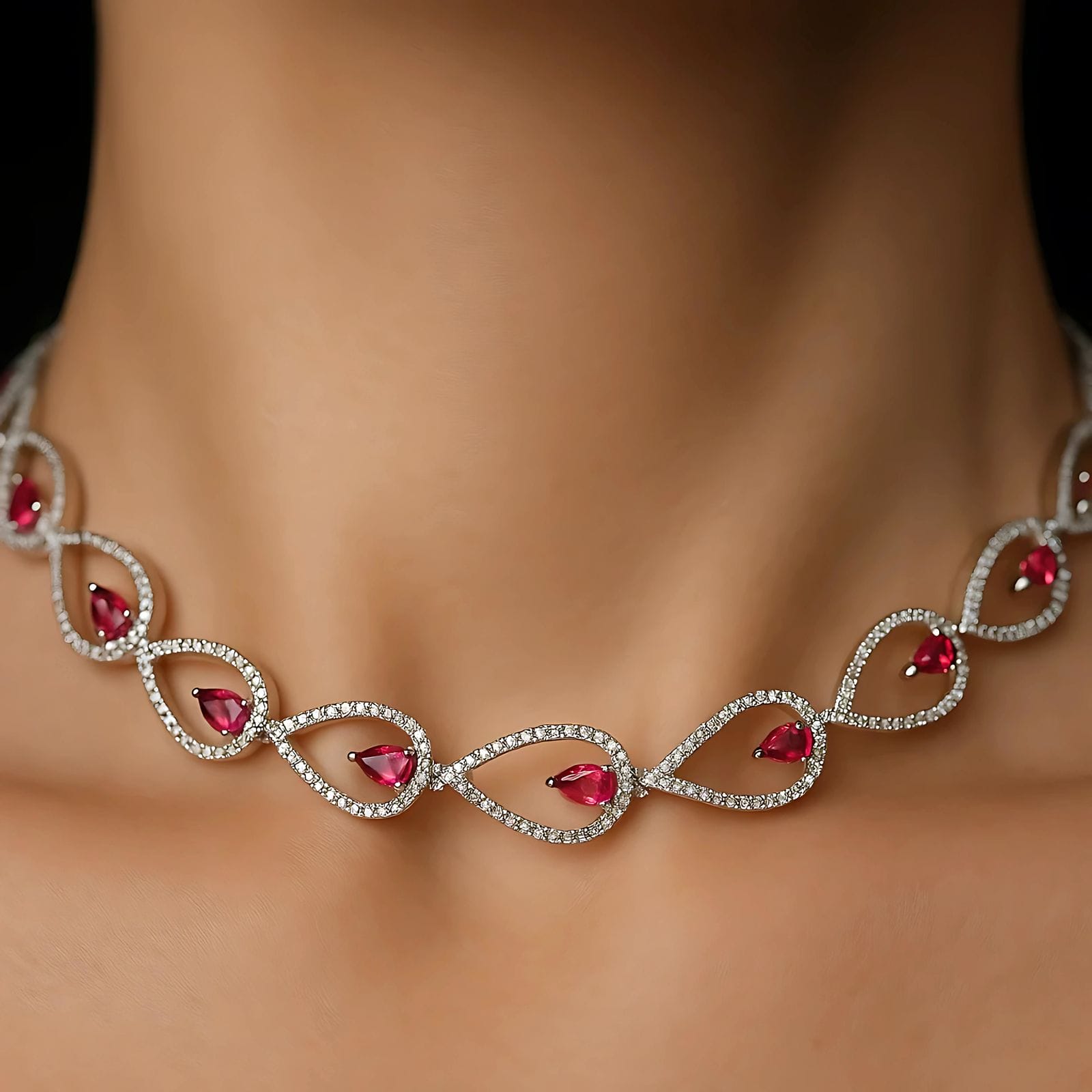 Ruby Heart Teardrop Necklace - Image 3