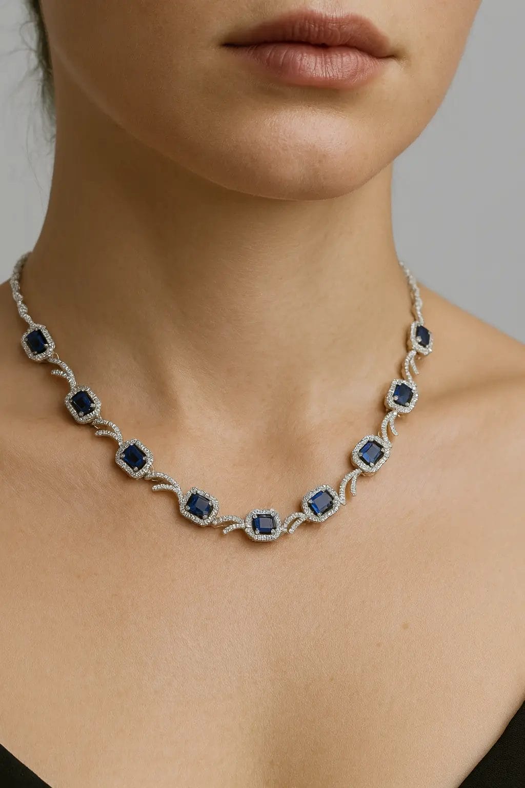 Sapphire Elegance Diamond Necklace - Image 2