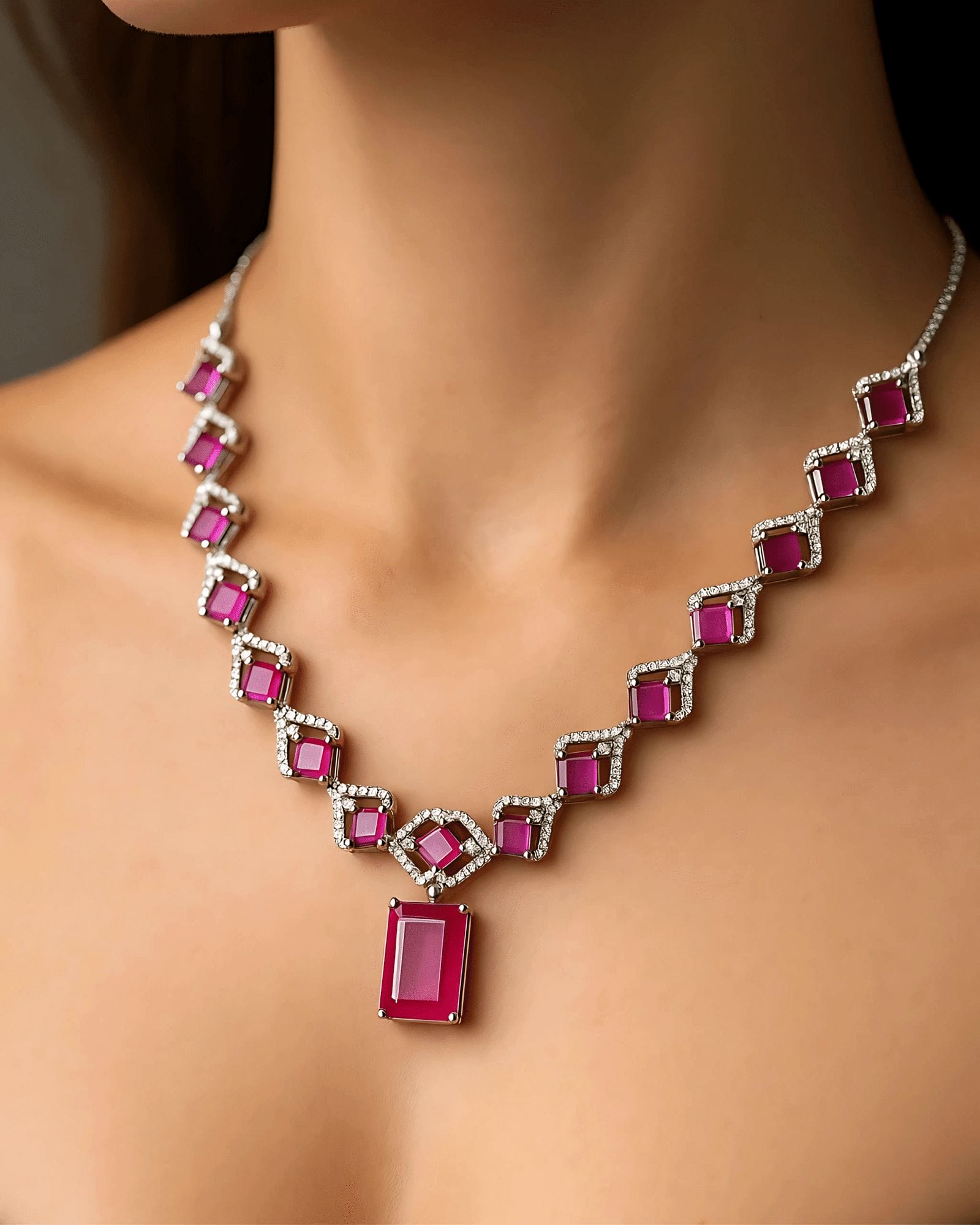 Regal Ruby Prism Necklace - Image 3