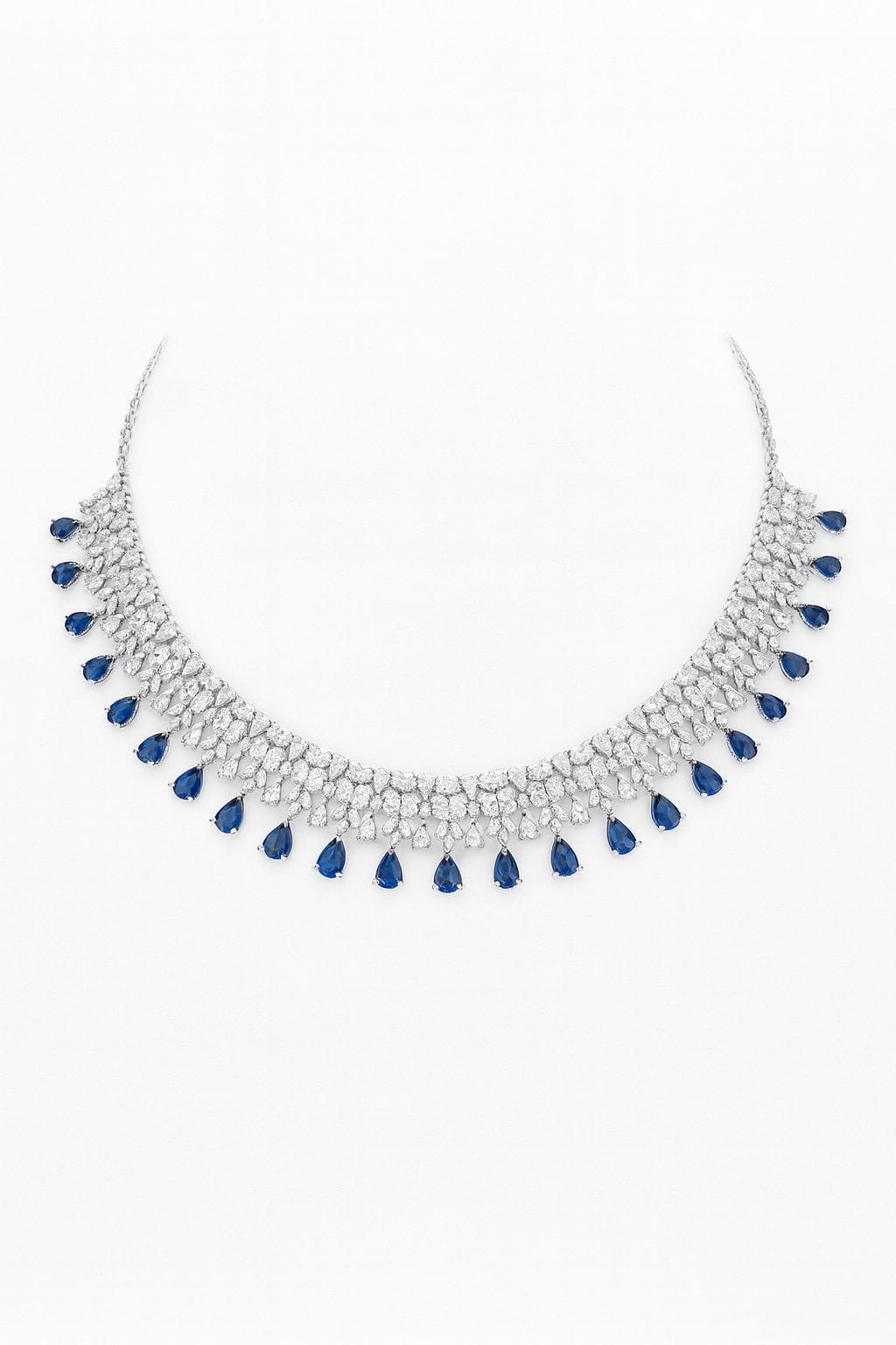 Royal Sapphire & Diamond Drop Necklace