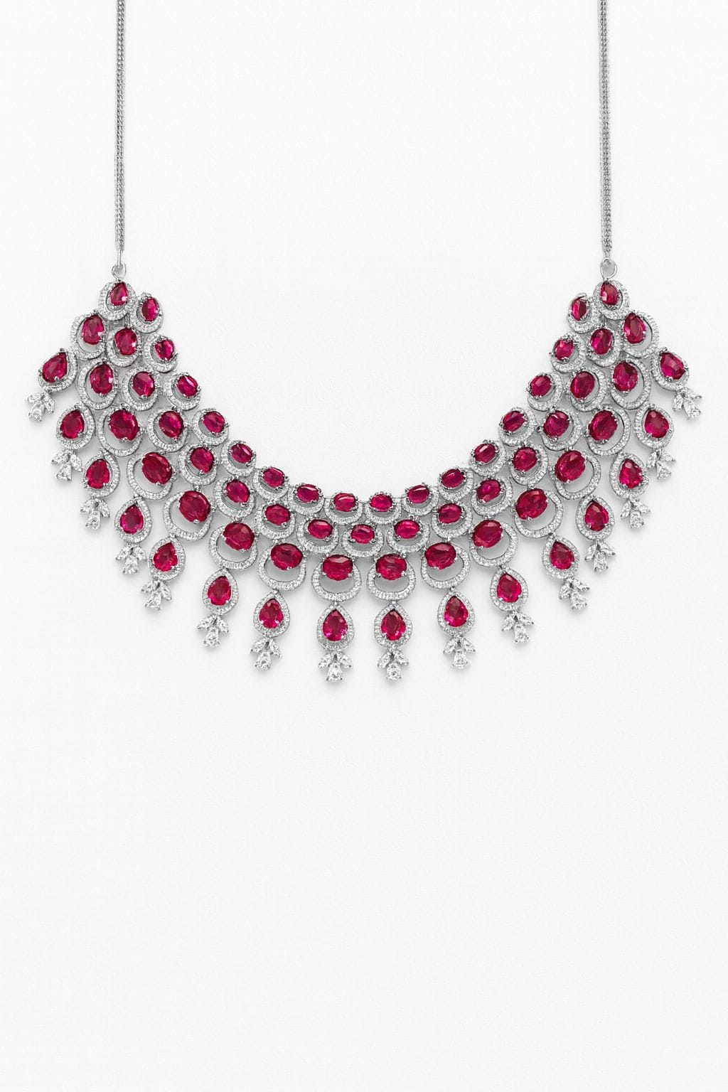 Crimson Blossom Chandelier Necklace