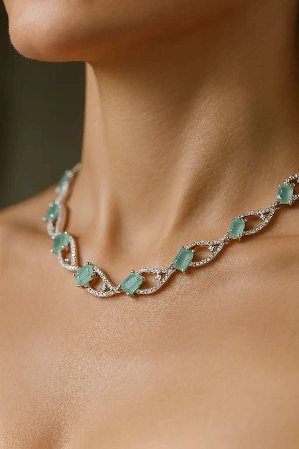 Aqua Glow Diamond Necklace - Image 3