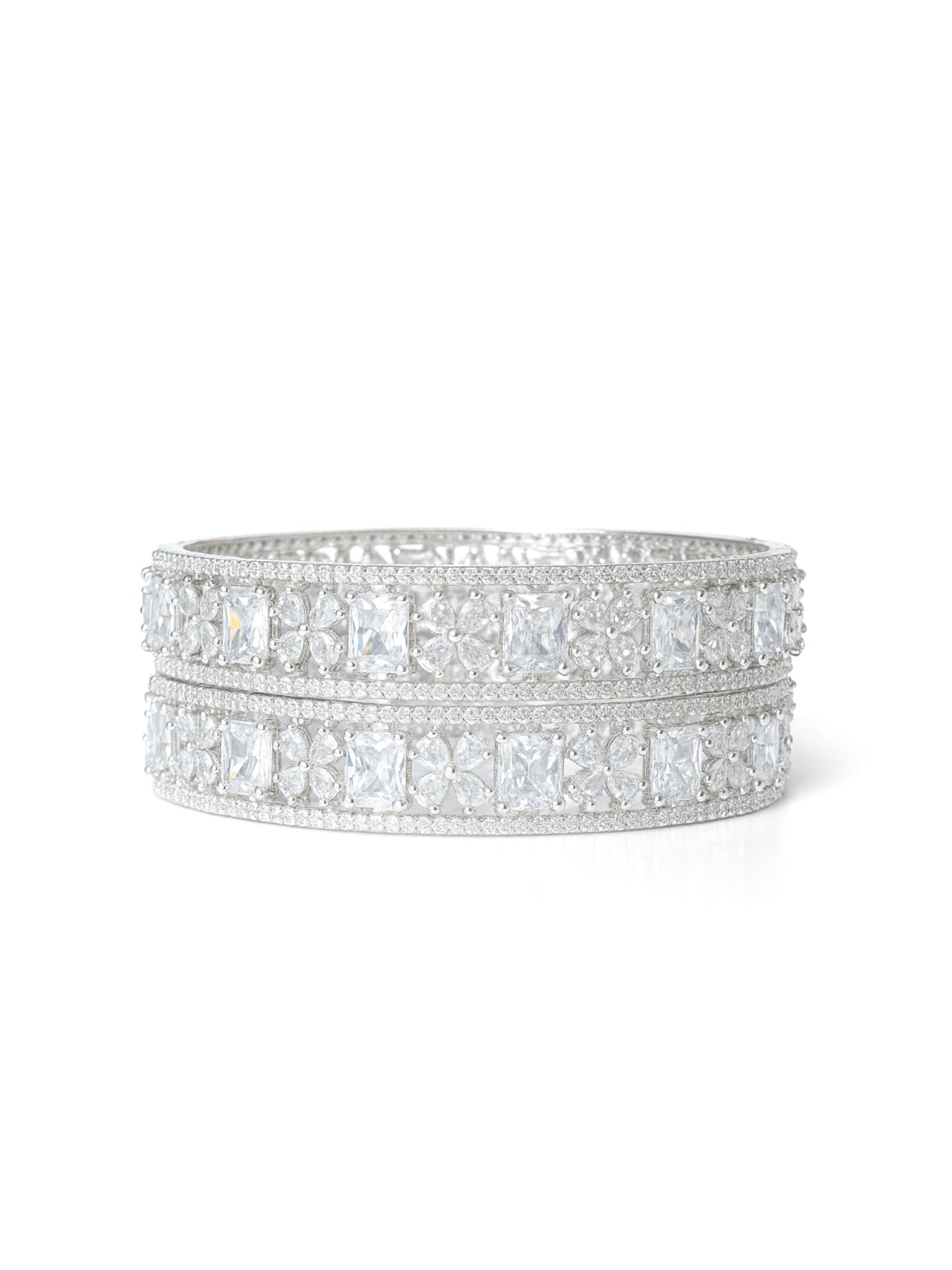 Regal Princess-Cut Diamond Bangles
