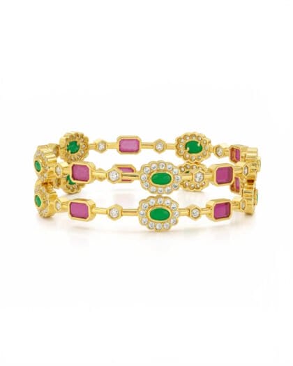 Regal Ruby & Emerald Bloom Bangles