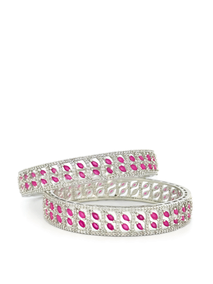 Radiant Pink Stone Bangles
