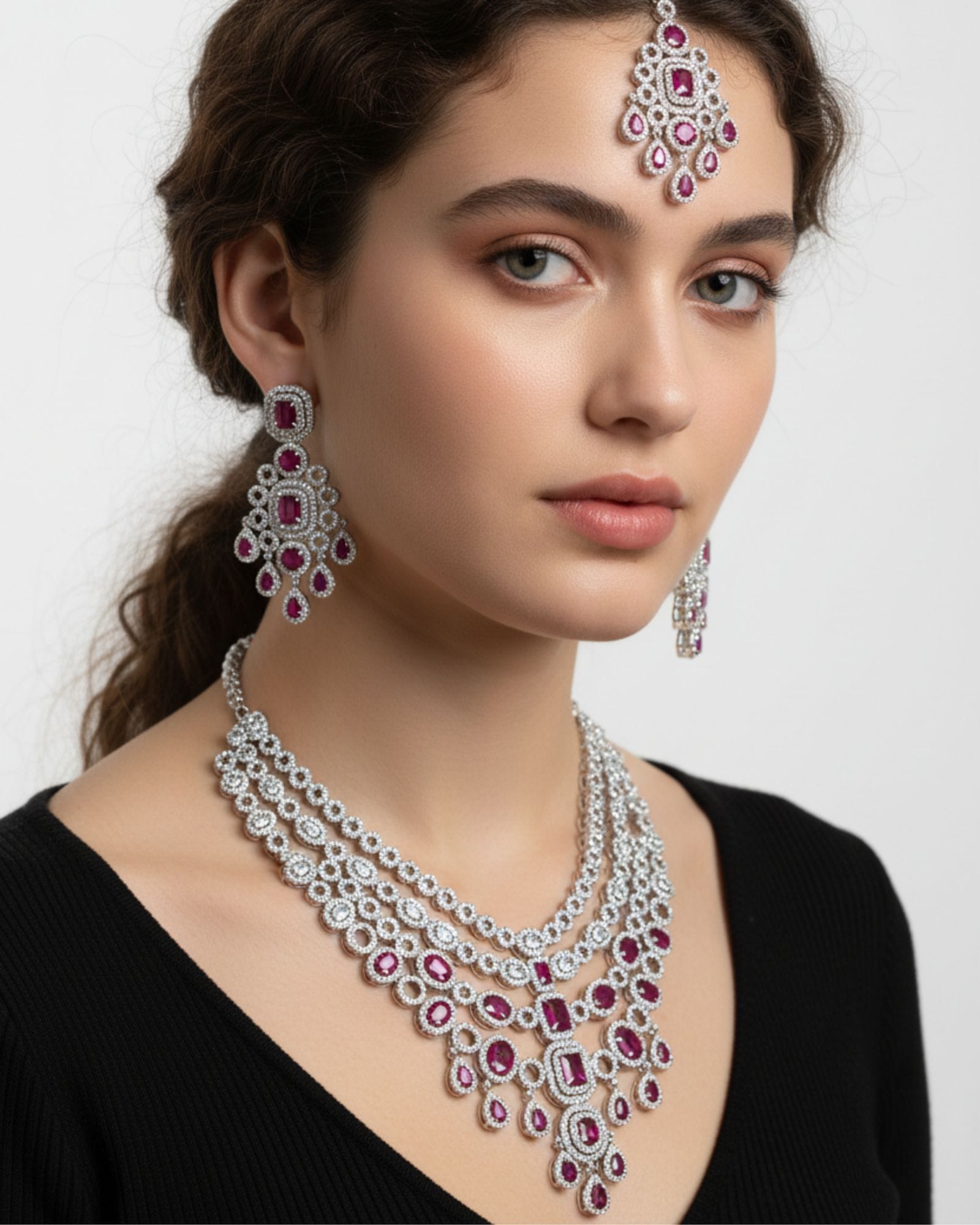 Maharani Ruby Cascade Necklace - Image 5