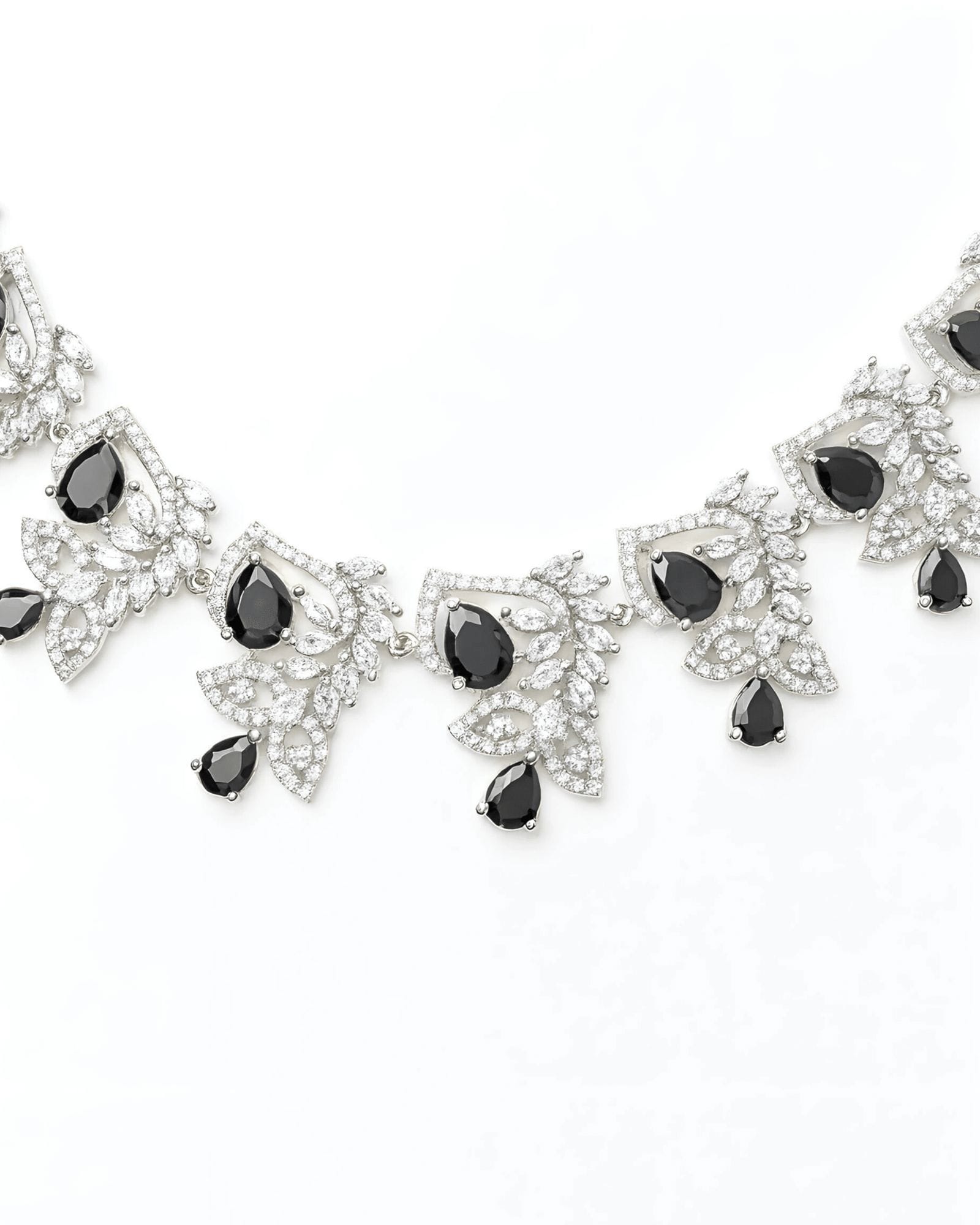Black Sapphire Diamond Leaf Necklace - Image 6