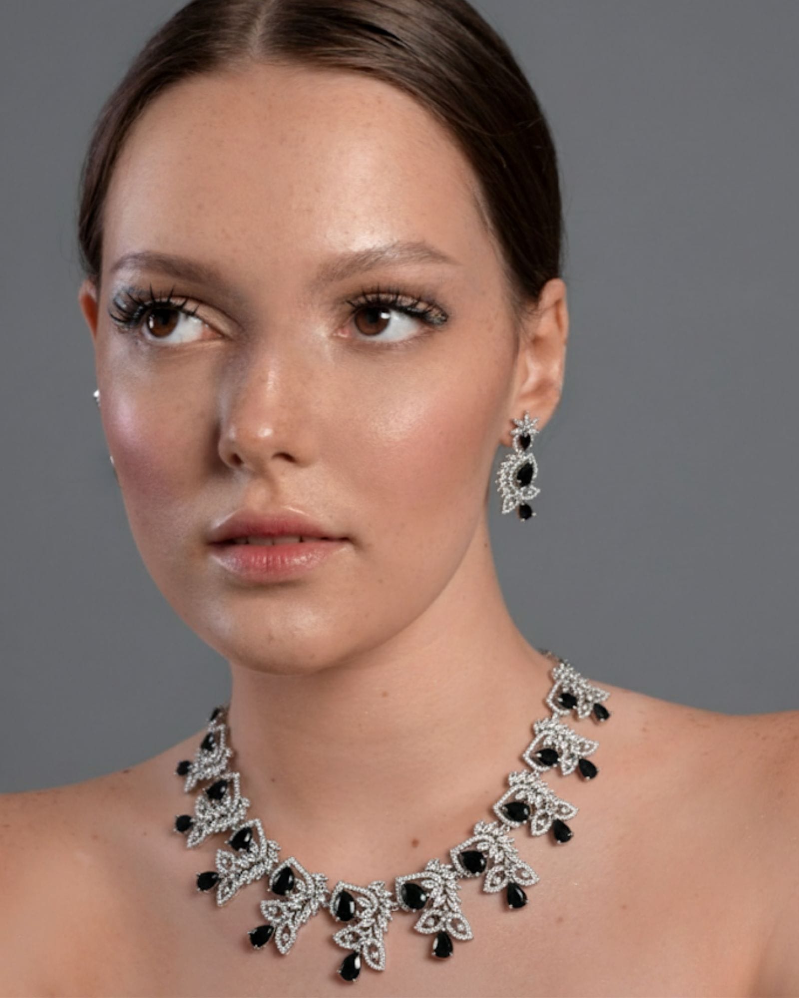 Black Sapphire Diamond Leaf Necklace - Image 5