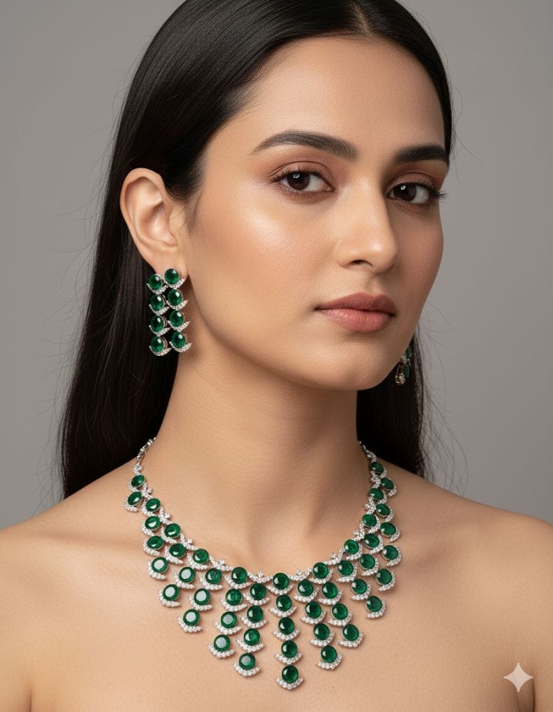 Emerald Majesty Cascade Necklace - Image 5