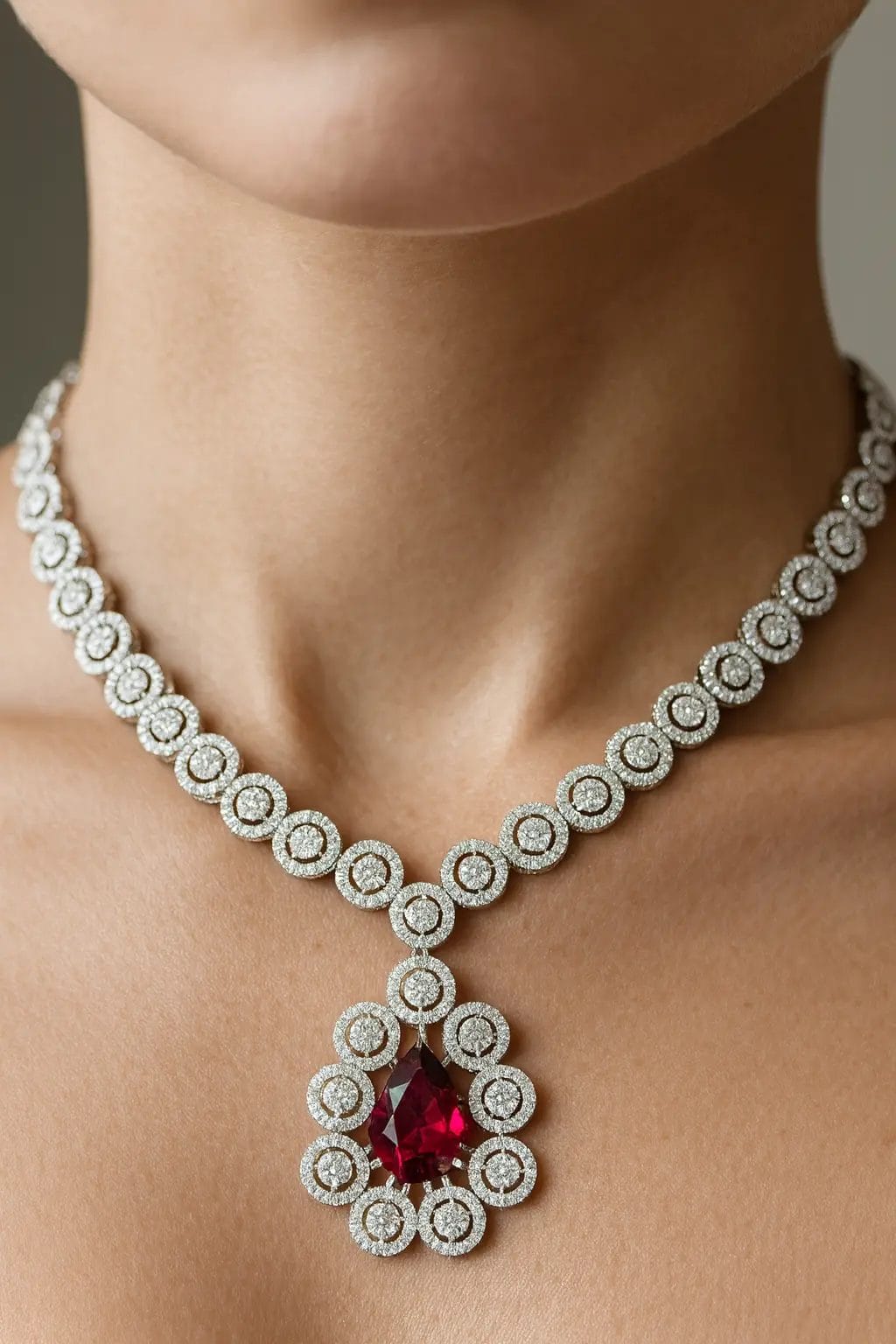 Ruby Royale Teardrop Necklace - Image 2