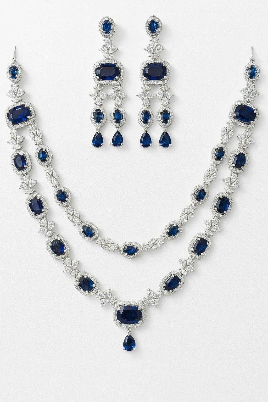 Princess Blue Sapphire Necklace – Double Layer - Image 4