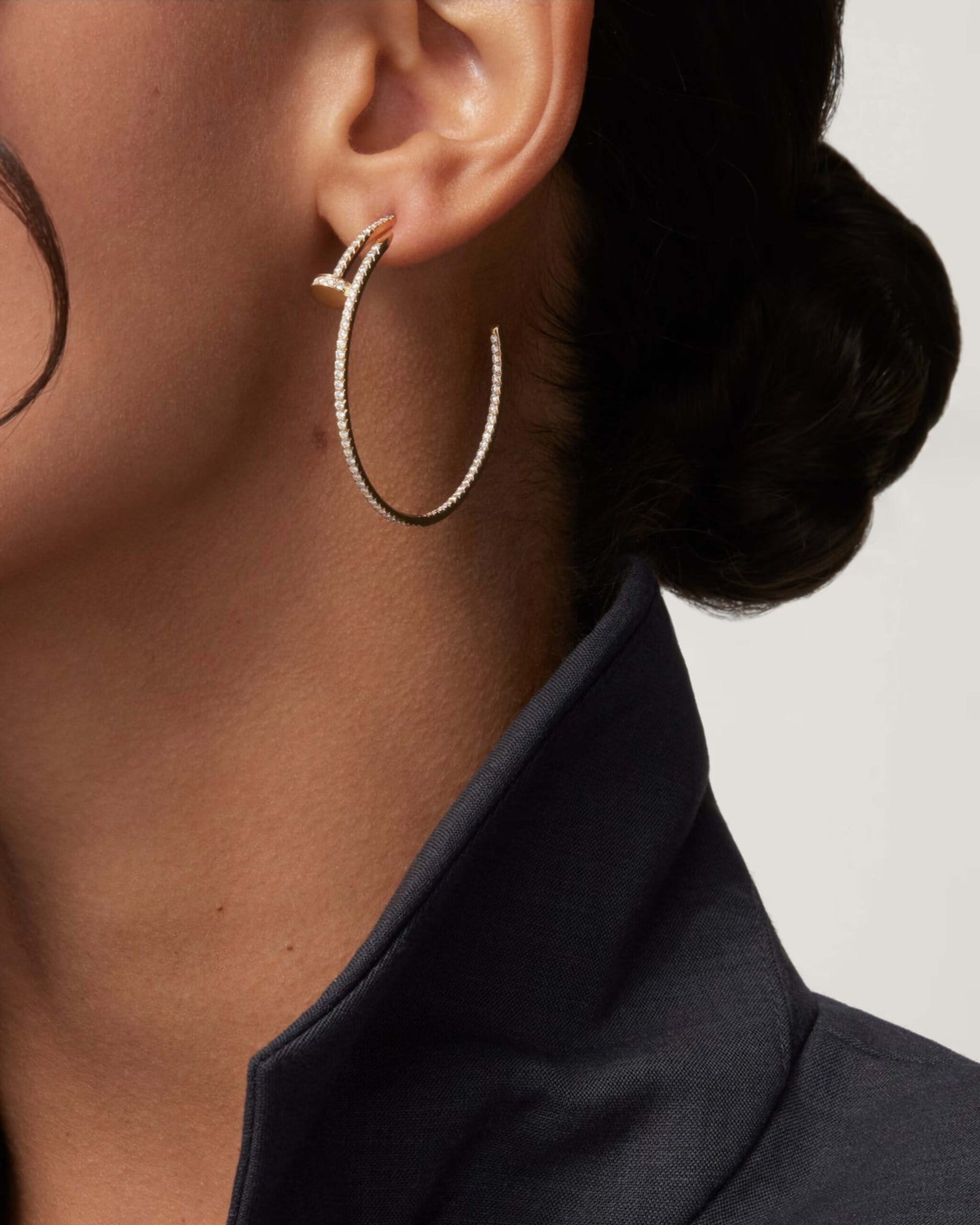 Juste un Clou hoop earrings, large model, paved - Image 2