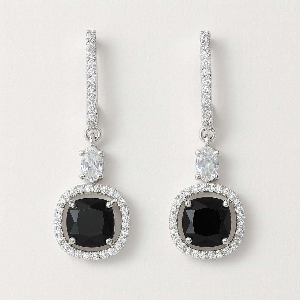 Black Onyx & American Diamond Necklace – Pendant Halo - Image 3