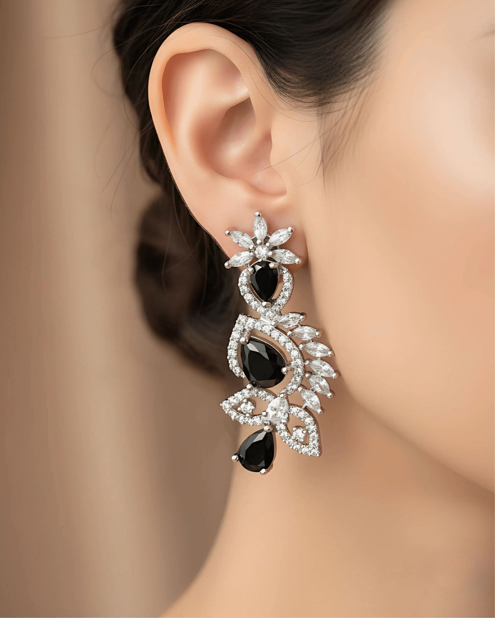 Black Sapphire Diamond Leaf Necklace - Image 4