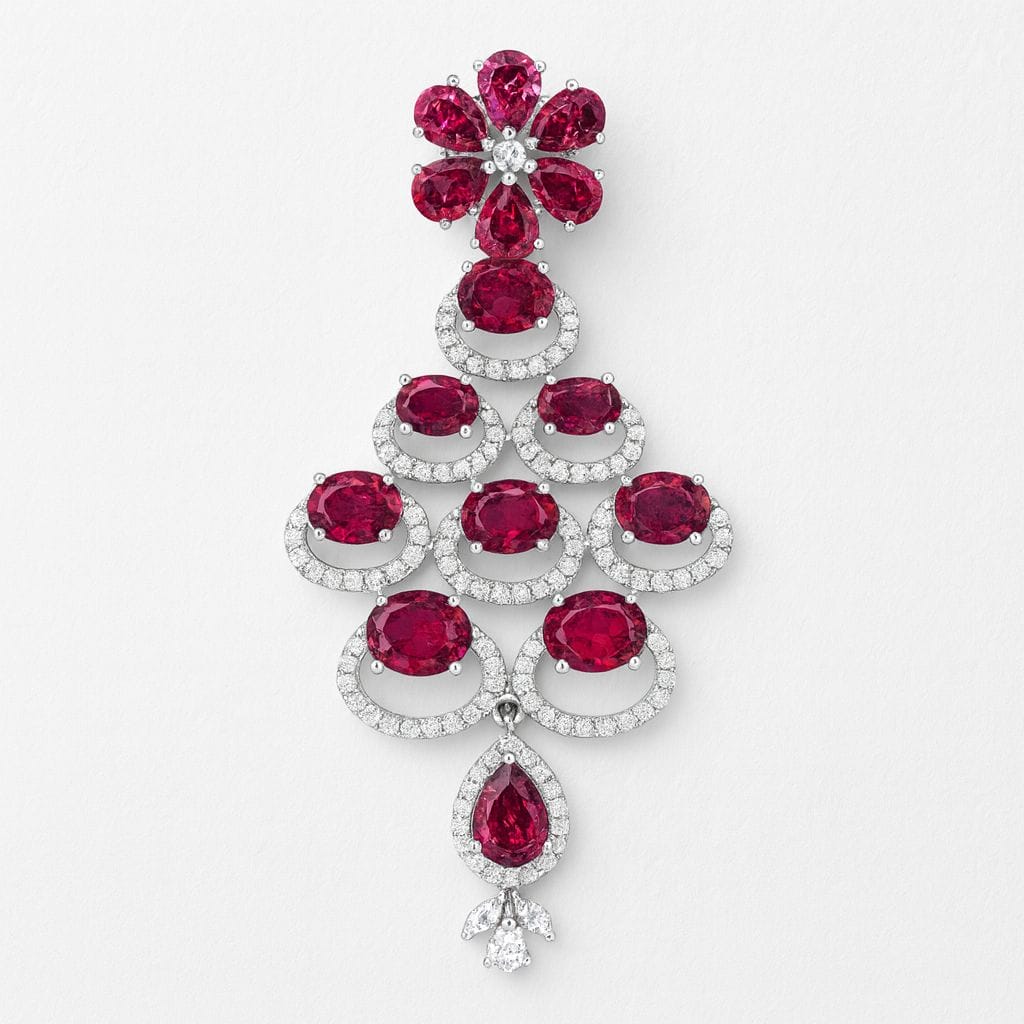 Crimson Blossom Chandelier Necklace - Image 2