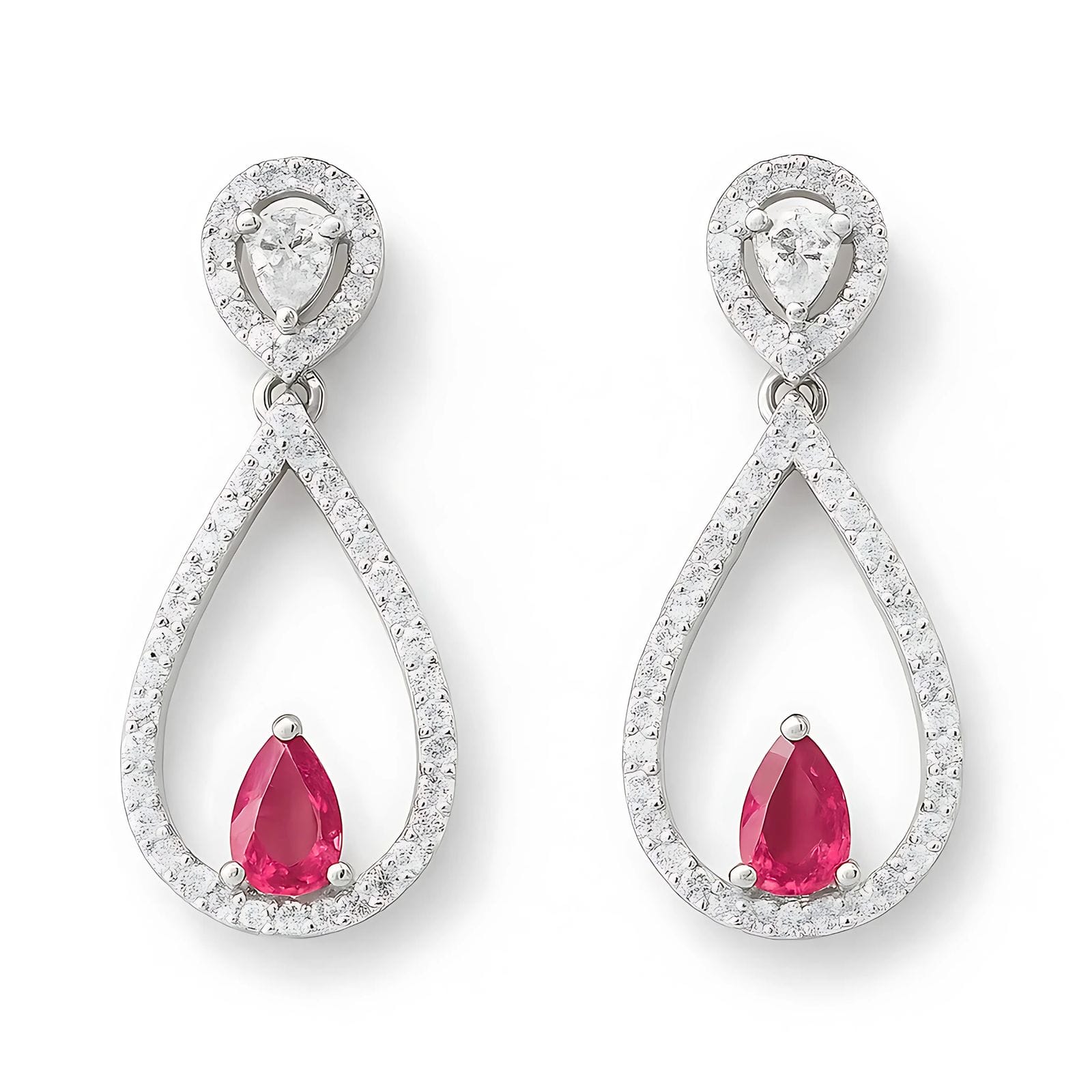 Ruby Heart Teardrop Necklace - Image 2