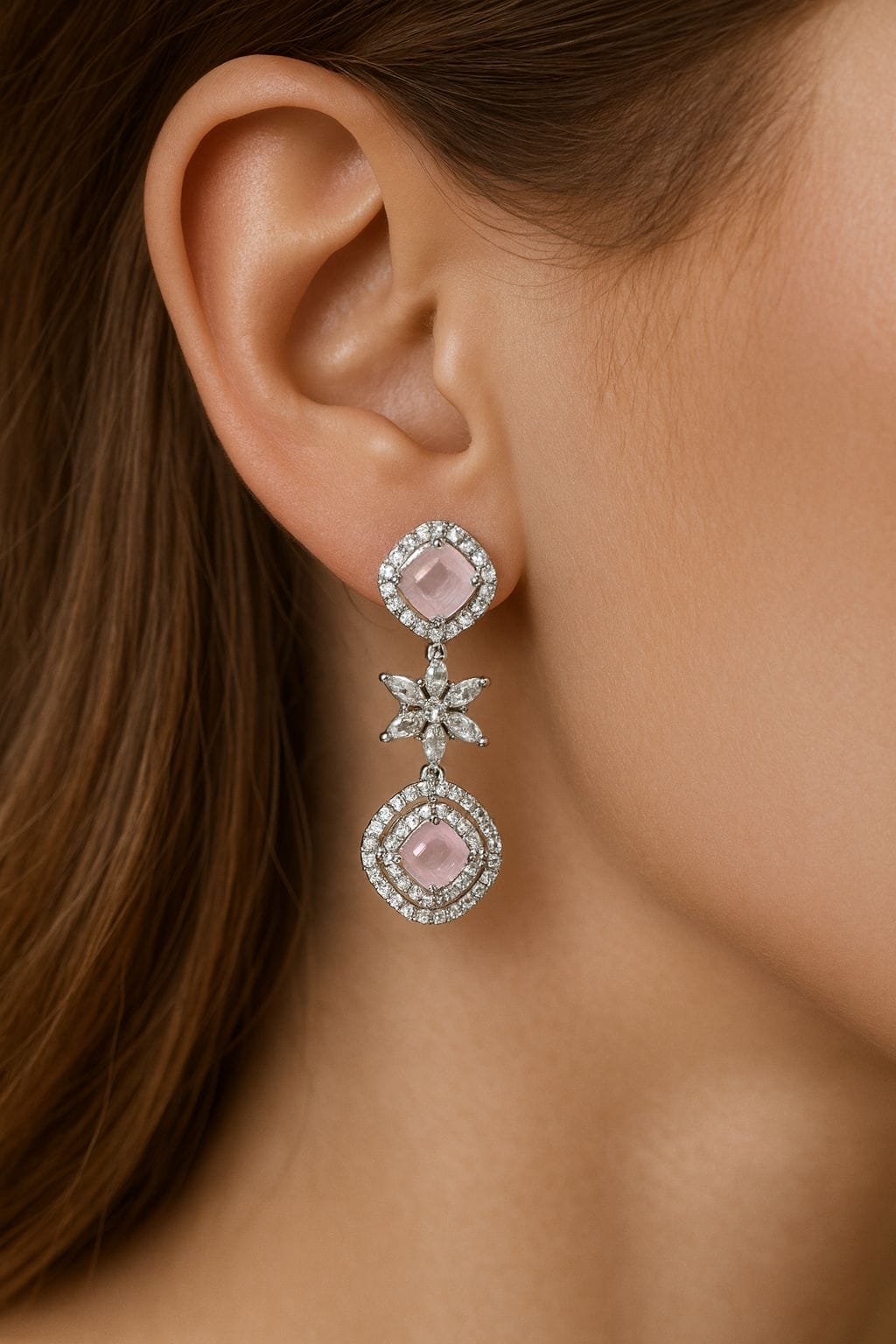 Blush Pink Necklace – Floral Cushion - Image 5