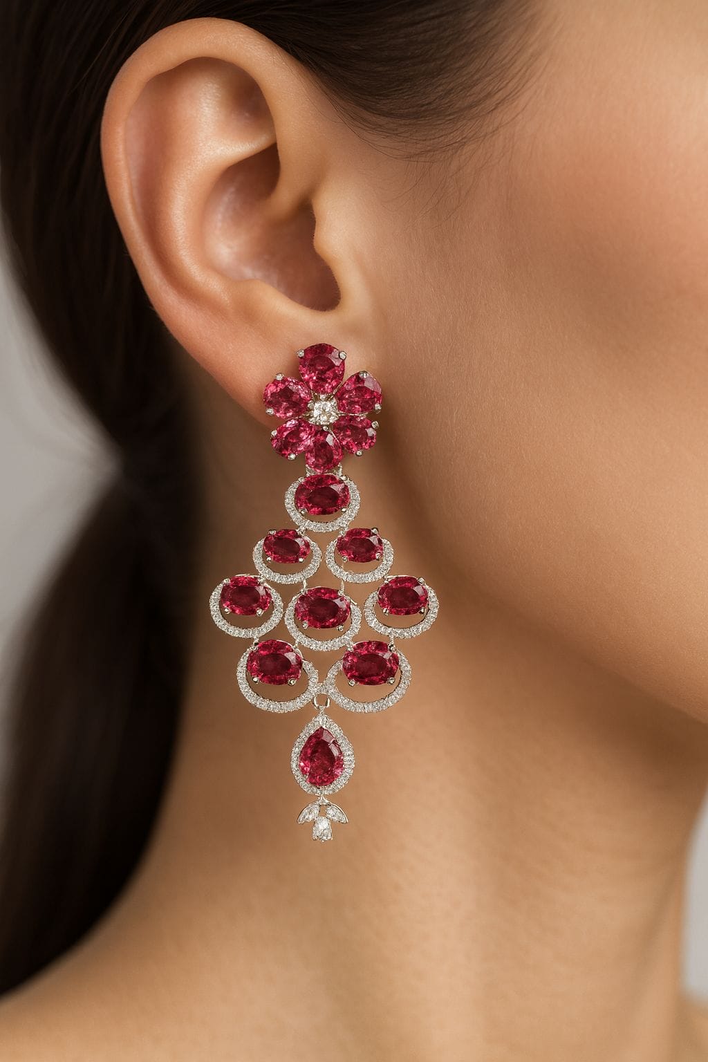 Crimson Blossom Chandelier Necklace - Image 4