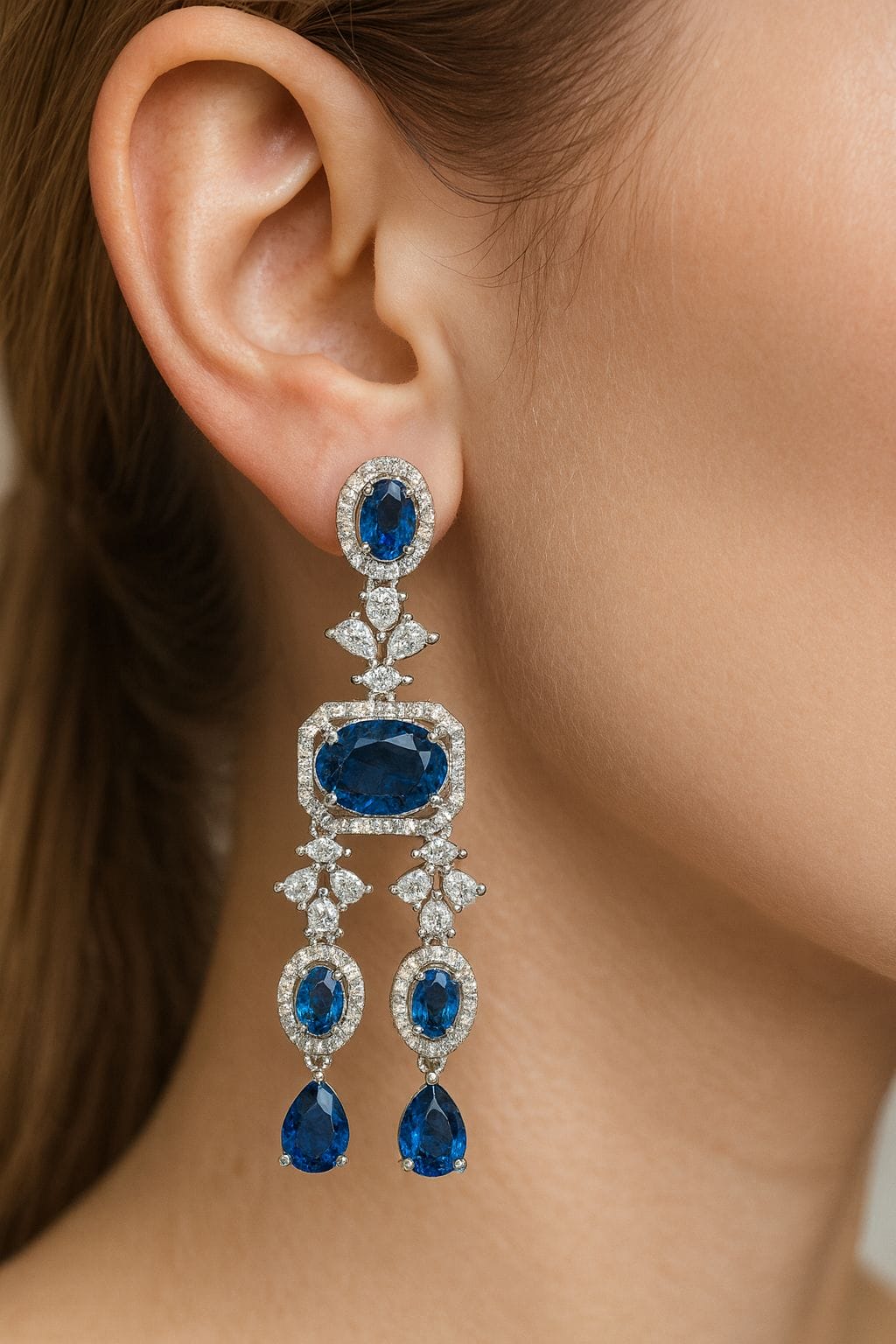 Princess Blue Sapphire Necklace – Double Layer - Image 5