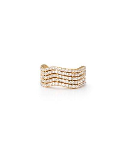 Pave Diamond Five-Row Wave Ring
