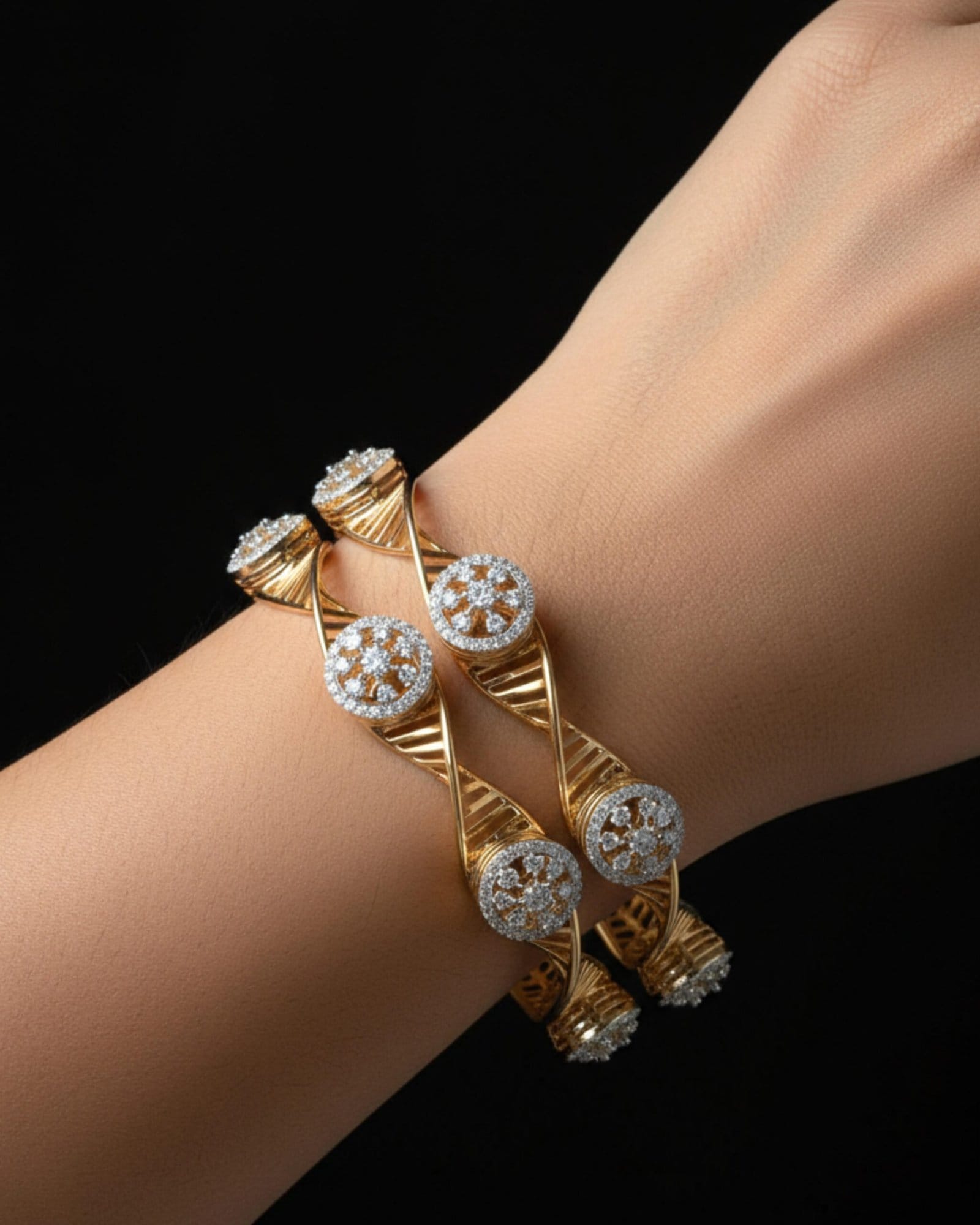 Oval Halo Lattice Royale Bangles - Image 2