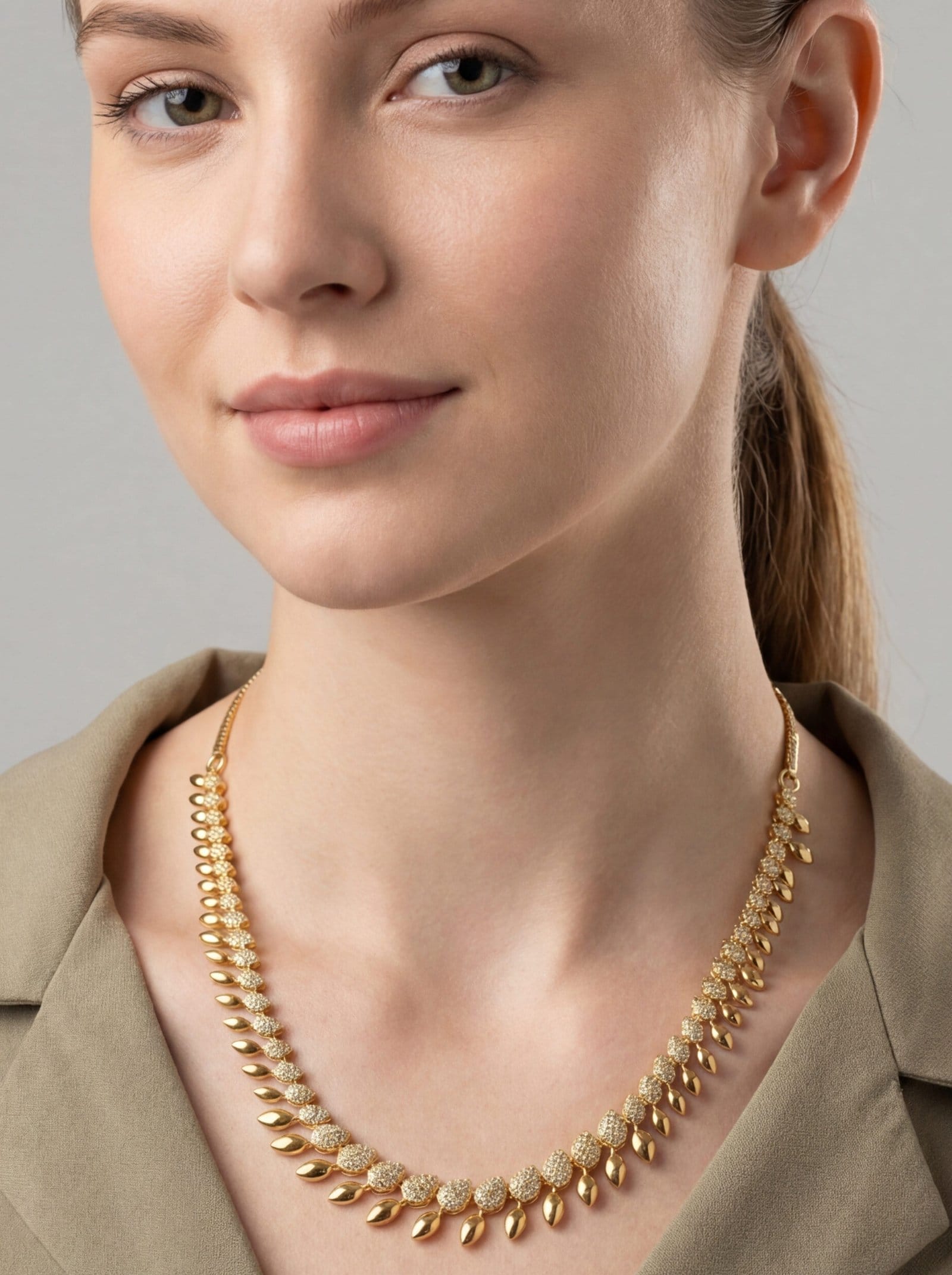 Golden Bud Pavé Necklace