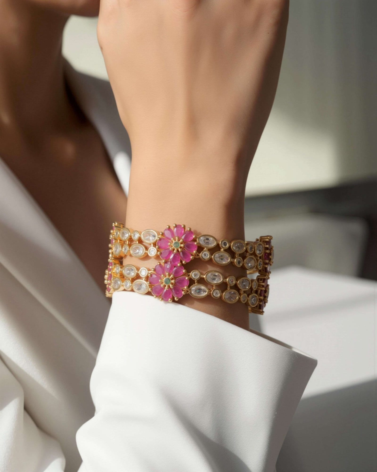 Floral Ruby Blossom Bangles - Image 2