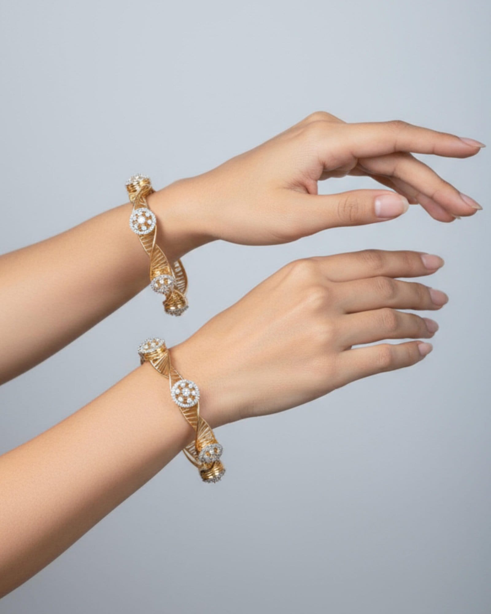 Oval Halo Lattice Royale Bangles - Image 3