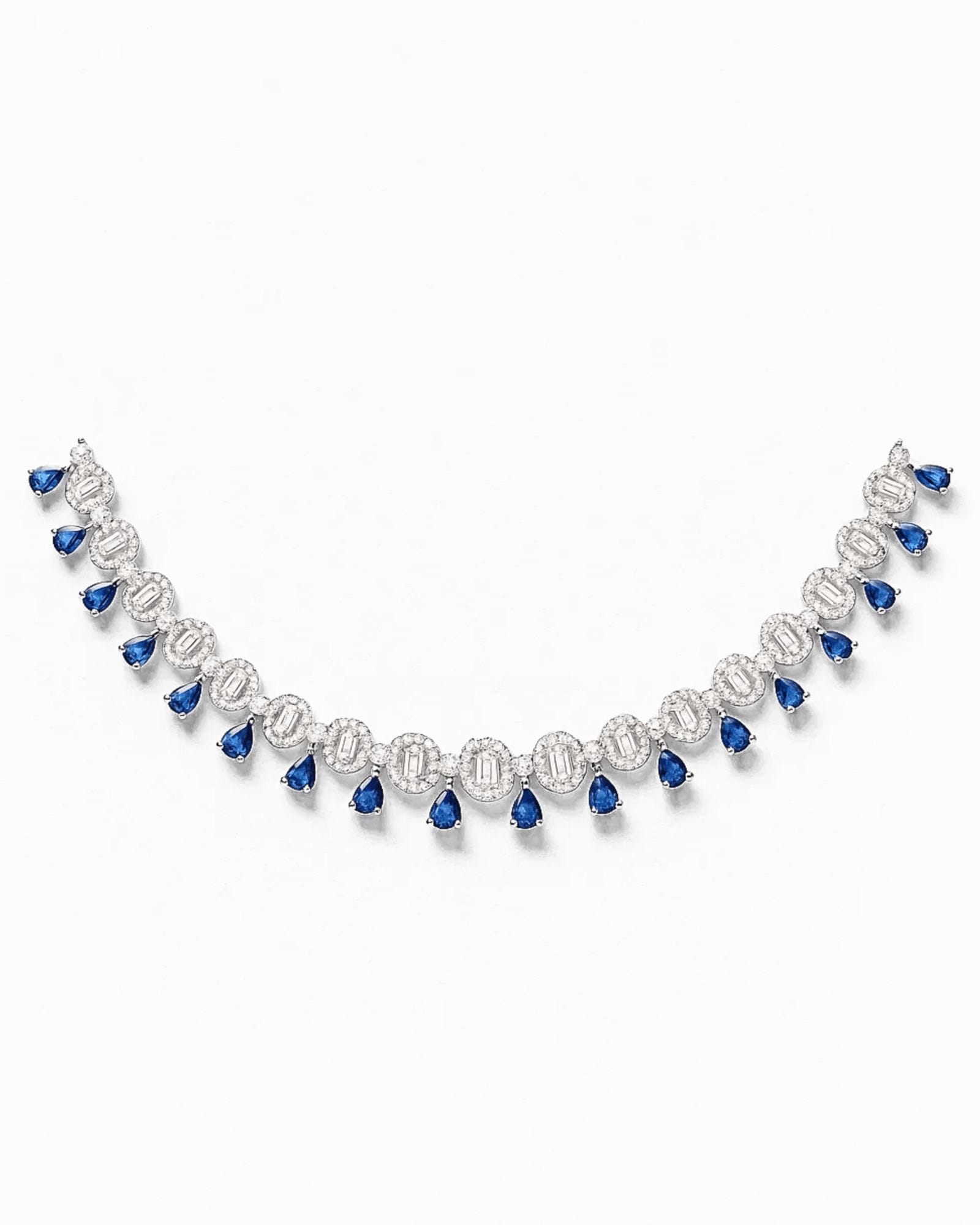 Midnight Sapphire Halo Necklace