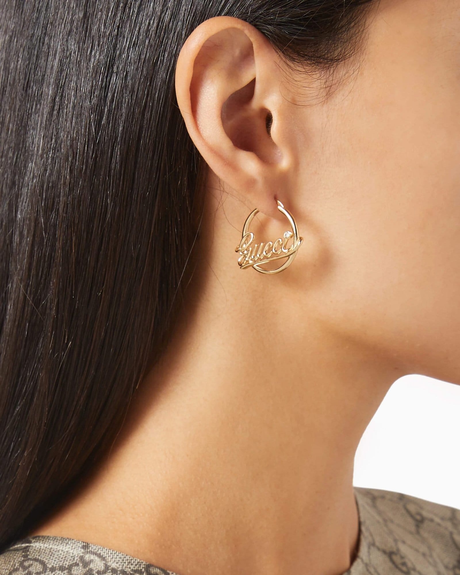 Gucci Script Hoop Earrings - Image 2