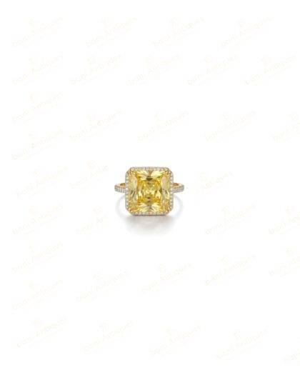 Radiant-Cut Yellow Gemstone Ring