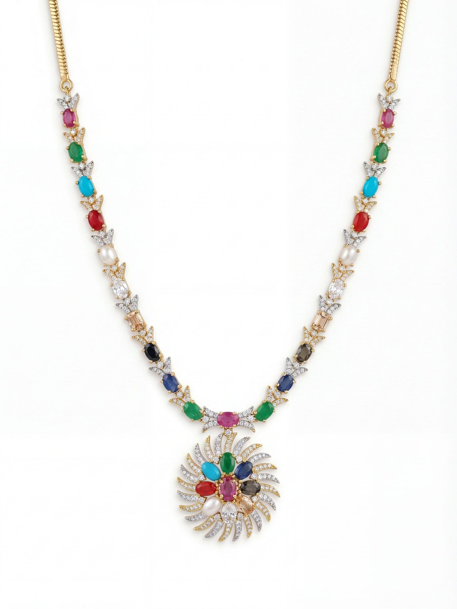 Solar Flare Navaratna Necklace