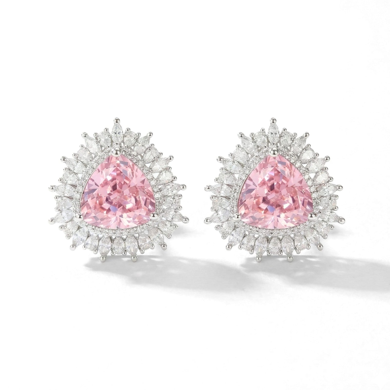 Radiant Trillion Halo Stud Earrings
