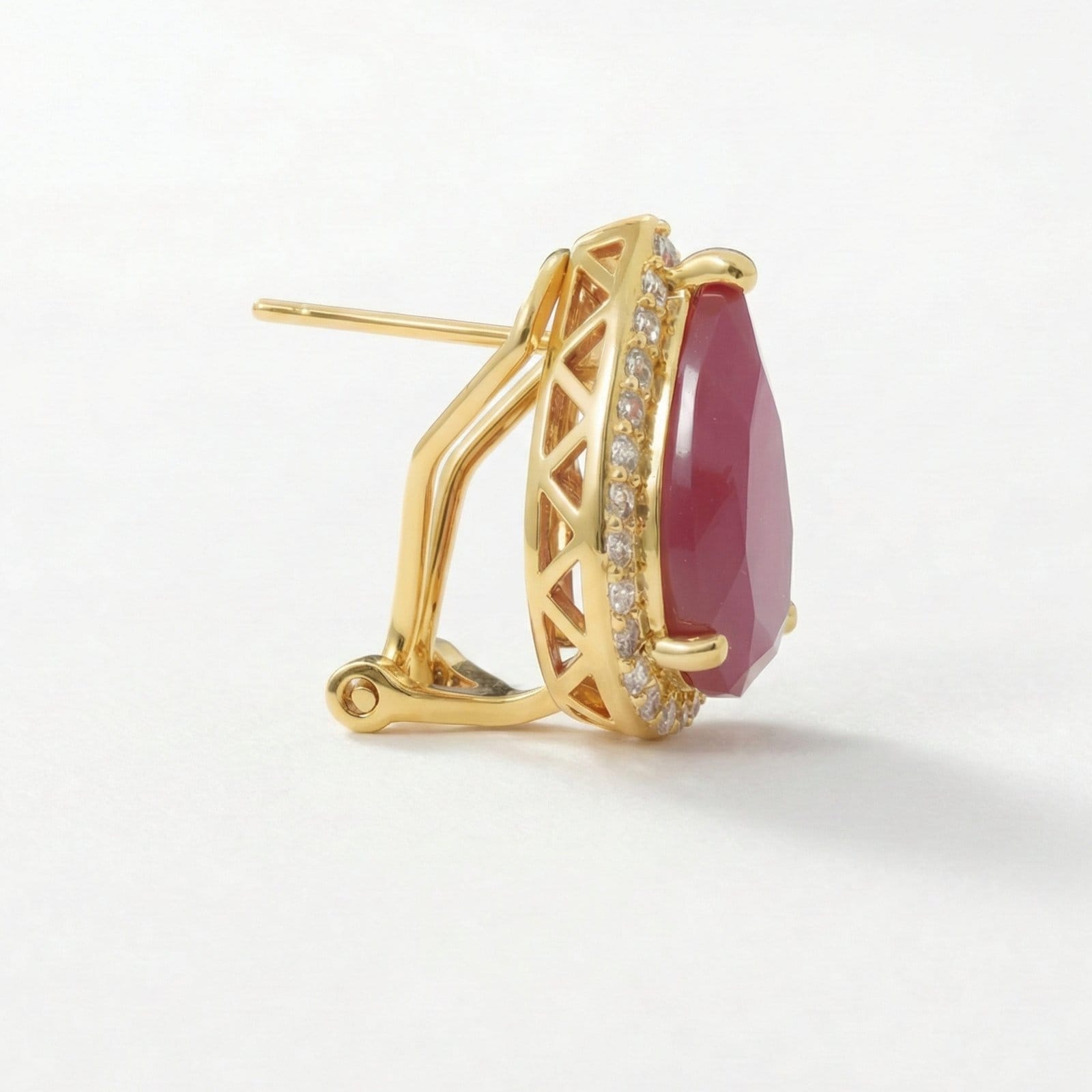 Teardrop Halo Statement Stud Earrings - Image 3