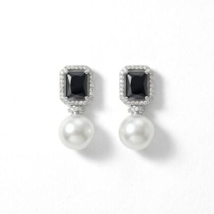Pearl Prism Halo Drop Stud Earrings