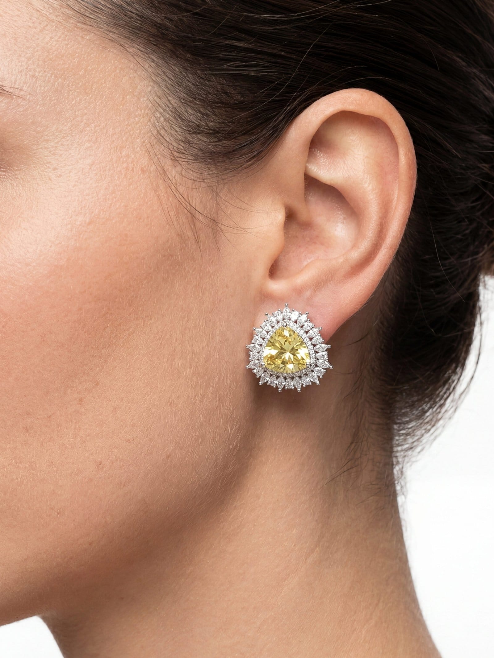 Radiant Trillion Halo Stud Earrings - Image 3