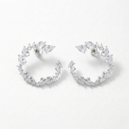 Celestial Pear-Crystal Crescent Ear Cuff