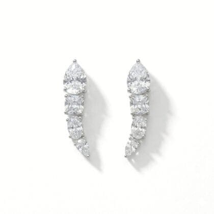 Crystal Cascade Ear Climber Stud Earrings