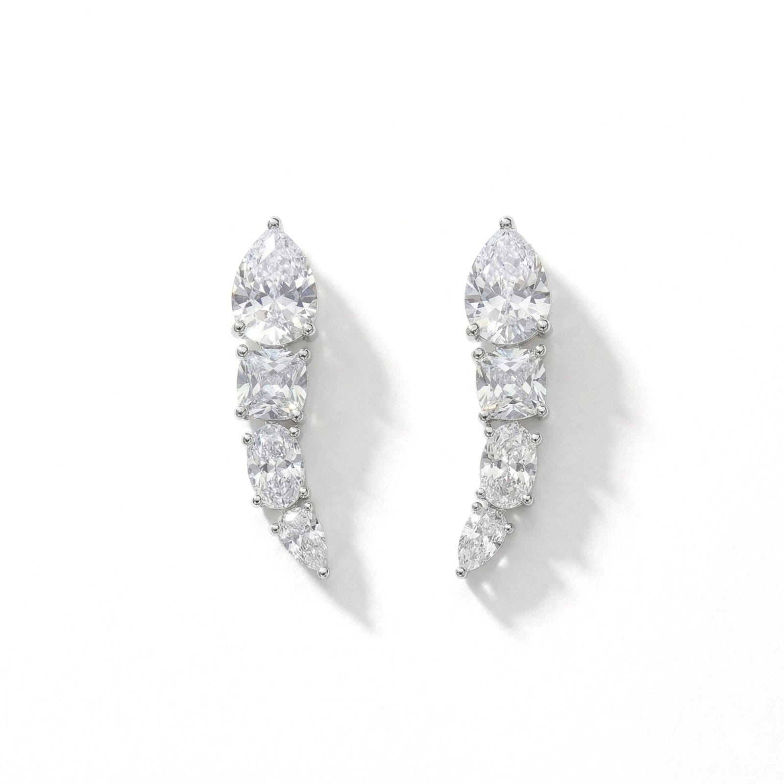Crystal Cascade Ear Climber Stud Earrings