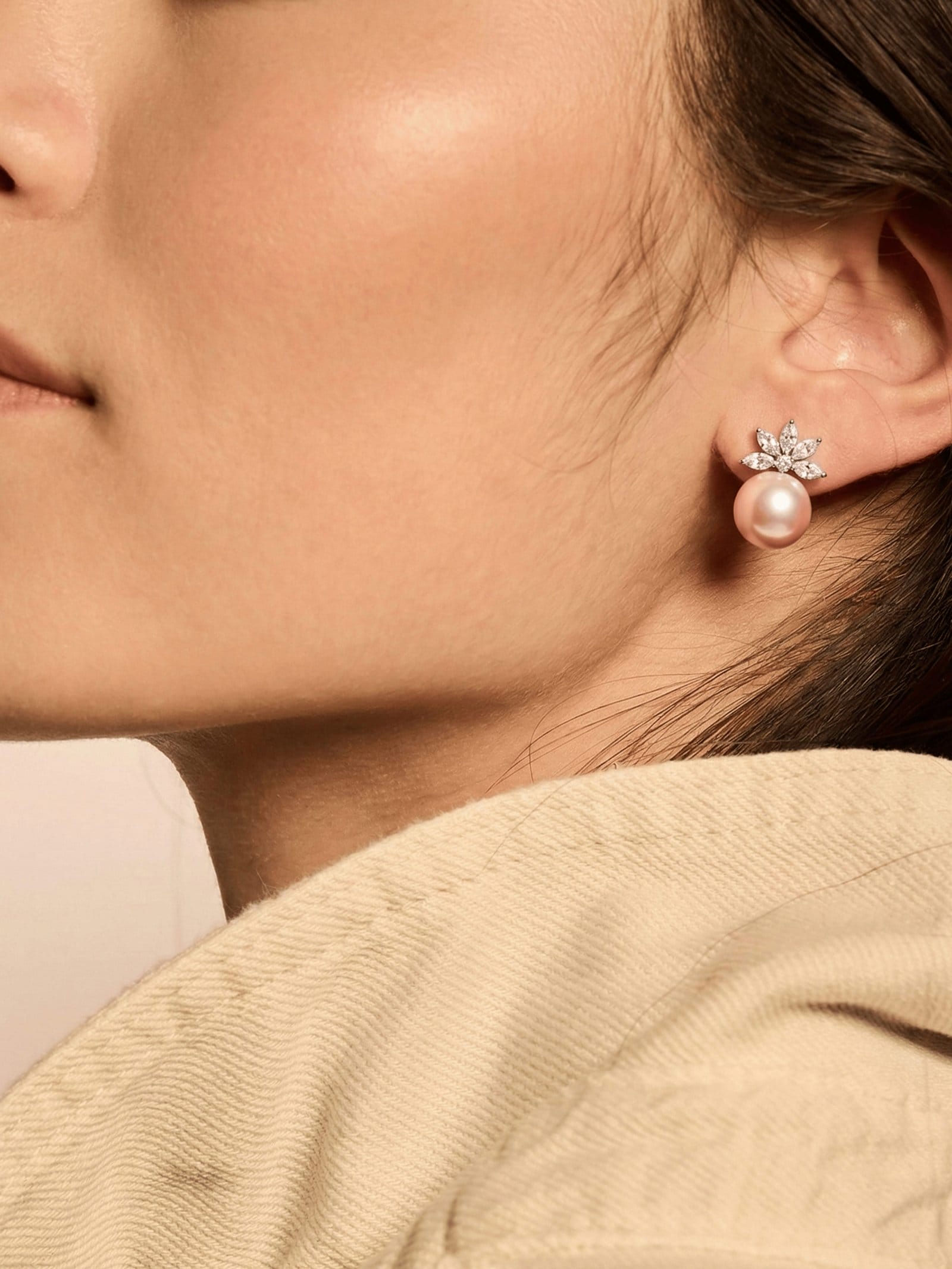 Pearl Blossom Stud Earrings - Image 3